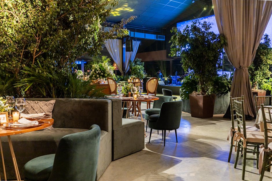 Elegant entertainment venue with luxurious decor and ambient lighting